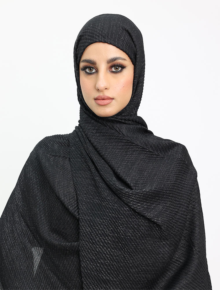Black Crinkle Lurex Hijab